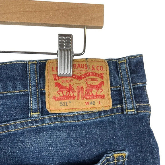 Levi’s Men’s 511 Distressed Denim Cutoff Shorts in Blue Size 40 - Picture 9 of 10